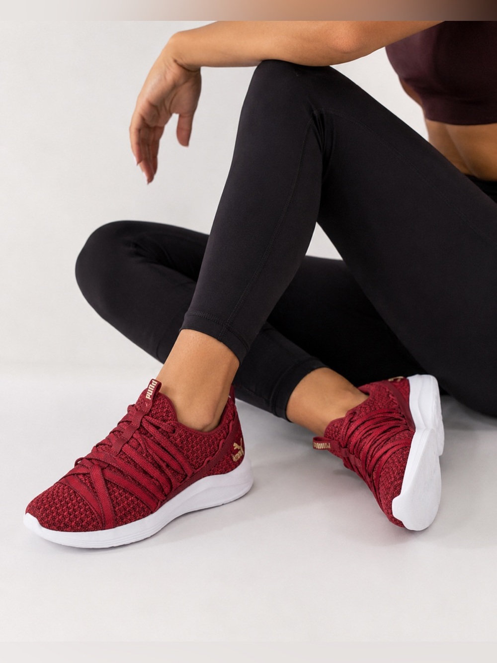 PUMA Women’s SoftFoam+ Red Knit Running Shoes – Size 7